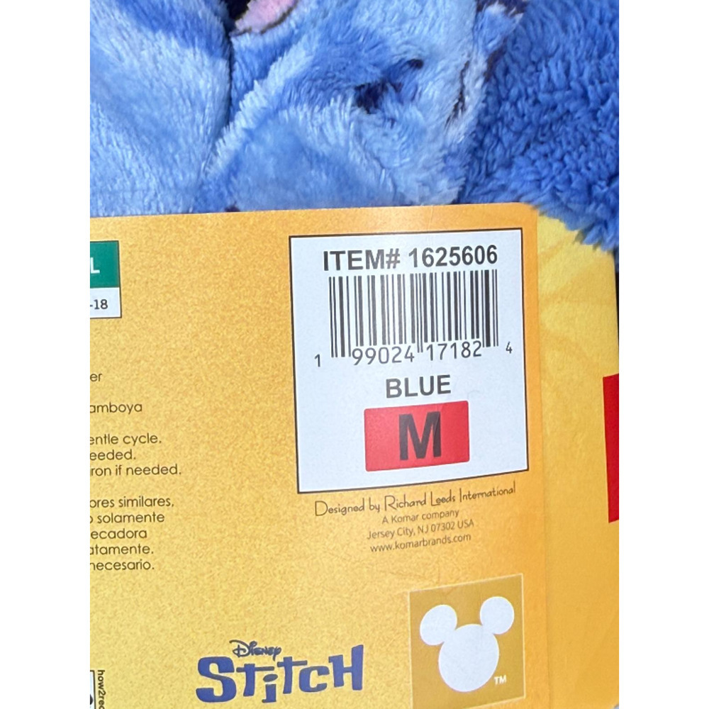 Disney Stitch Women’s One-piece Pajama Blue Jumper 3 D ears Hooded M New - Picture 4 of 5